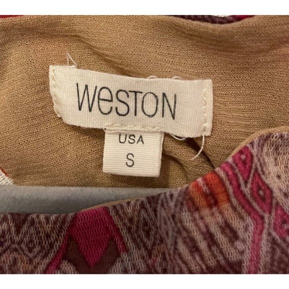 WESTON DRESS SIZE SMALL SOUTHWEST MULTI COLOR PRINT ALINE SHORT SLEEVE - Picture 3 of 8